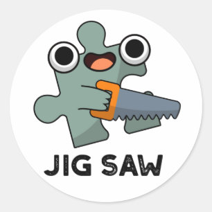 Jig Saw Funny Jigsaw Tool Puff Runder Aufkleber