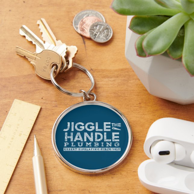 Jiggle den Handgriff Plumbing White Gfx Aquamarin  Schlüsselanhänger (Schreibtisch)