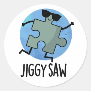 Jiggy Saw Funny Dancing Jigsaw Puzzle Puzzle Puzzl Runder Aufkleber