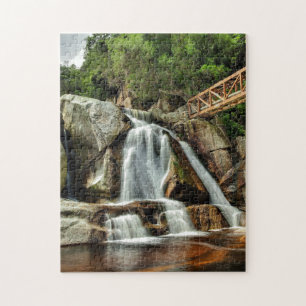 Jigsaw Afrika Wasserfall Oranges Wasser. Puzzle