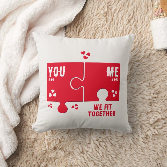 Jigsaw Hearts WE FIT ZUSAMMEN Paare Valentine Kissen (Decke)