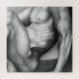 Jigsaw Puzzle 20x20 Art Male Bodybuilder Zeichnend