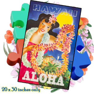 JIGSAW PUZZLE 20x30 - Vintages Hawaii Reiseplakat