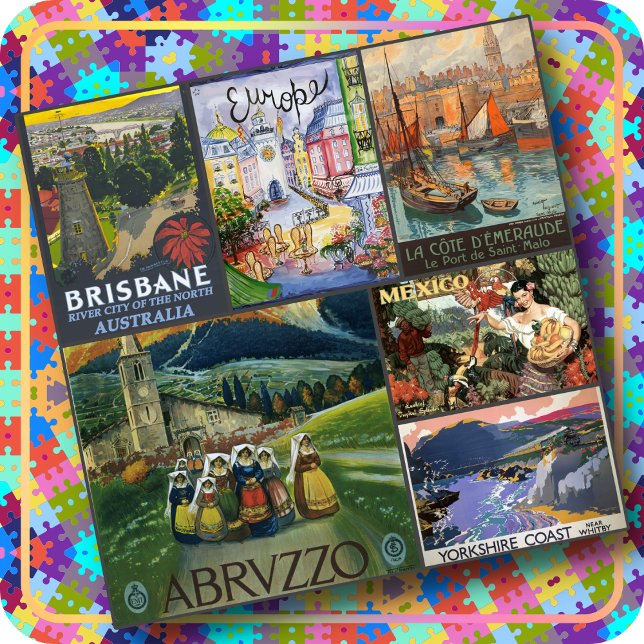 JIGSAW PUZZLE - 6 Vintage World Travel Posters (Von Creator hochgeladen)