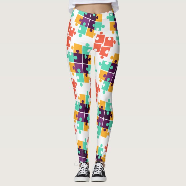 Jigsaw Puzzle Autism Muster Geschenk Niedlichen So Leggings (Vorderseite)