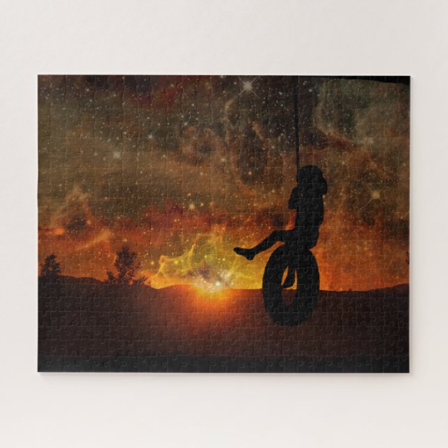 Jigsaw Puzzle Child in Tire Swing (Horizontal)