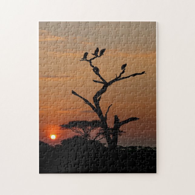 Jigsaw-Puzzle der Silhouette von Vultures in Tree Puzzle (Vertikal)