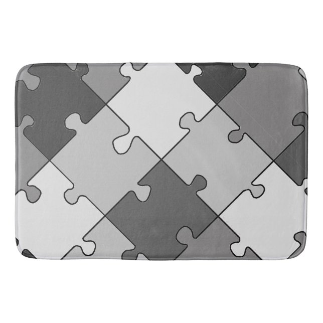 Jigsaw Puzzle Diagonal Gray Tones Badematte (Vorderseite)
