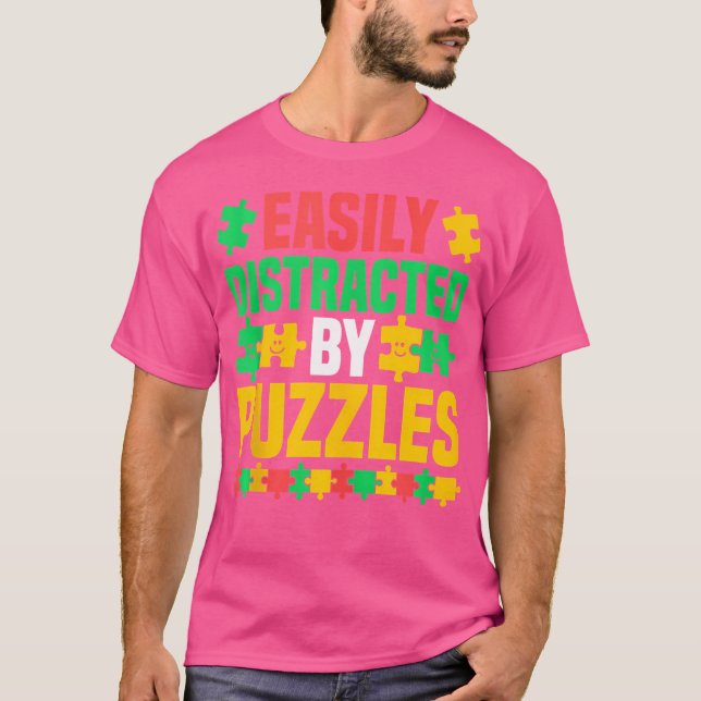 Jigsaw Puzzle - Easily Distracted By Puzzles T-Shirt (Vorderseite)
