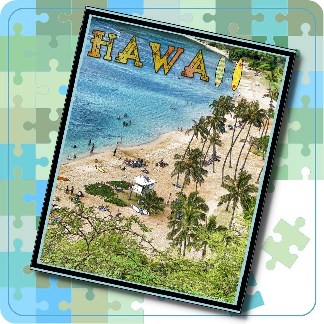 JIGSAW PUZZLE - farbenfrohe Hawaii Reiseplakat (Von Creator hochgeladen)