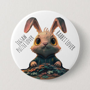 Jigsaw Puzzle Liebhaber und Kaninchenliebhaber Button