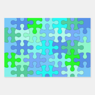 Jigsaw Puzzle Lovers Wrapping Paper Set Geschenkpapier Set
