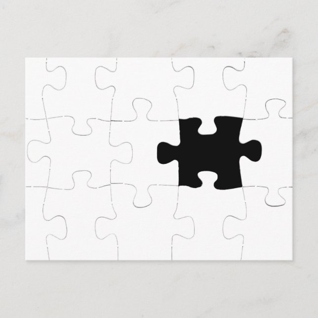 Jigsaw Puzzle mit Vermisstem Stück Postkarte (Vorderseite)
