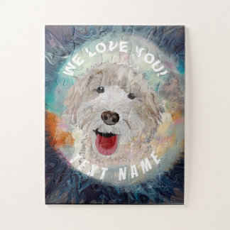 Jigsaw Puzzle Niedliche Labradoodle Dog & Text in