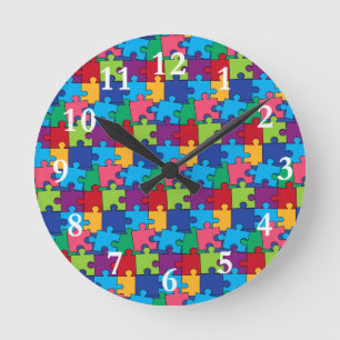 Jigsaw Puzzle Pieces Wall Clock Runde Wanduhr