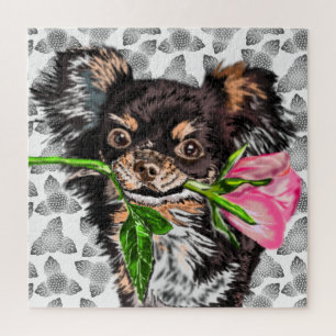 Jigsaw Puzzle Puupy mit Rose für Sie