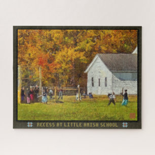 Jigsaw Puzzle Recess in Little Amish School
