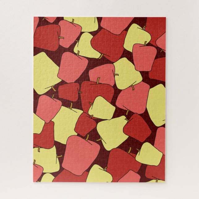 Jigsaw Puzzle, rotes und gelbes Äpfel Muster Puzzle (Vertikal)