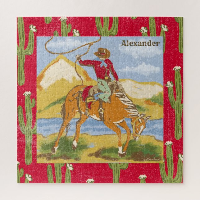 Jigsaw Puzzle Vintager Western Cowboy Wild West (Vertikal)