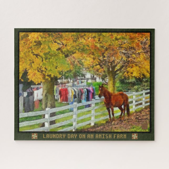 Jigsaw Puzzle Wäschetag auf einem Amish-Bauernhof (Horizontal)