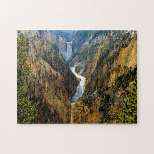 Jigsaws Yellowstone River Waterfall Wyoming. Puzzle