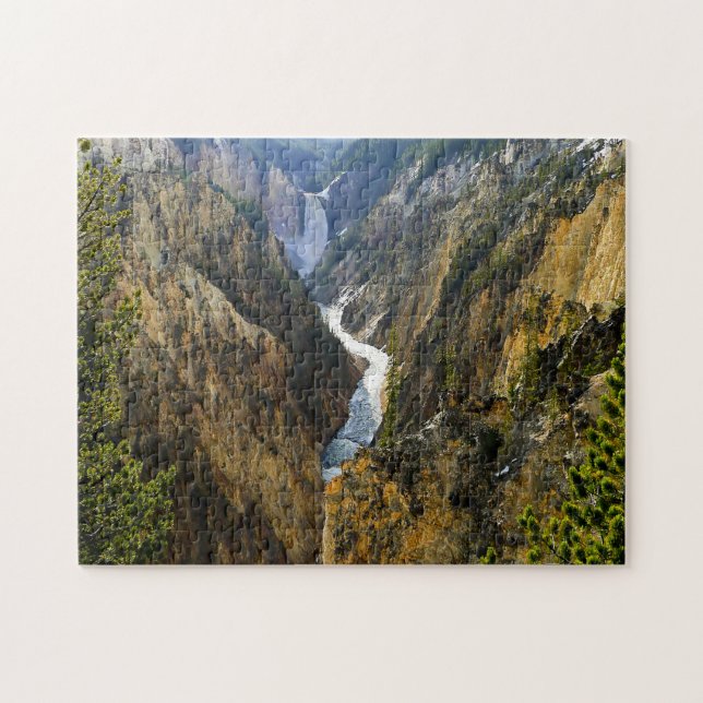 Jigsaws Yellowstone River Waterfall Wyoming. Puzzle (Horizontal)