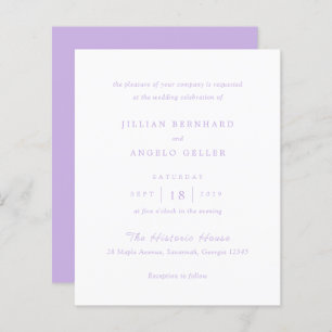 Jillian Lilac Classic Wedding Einladung