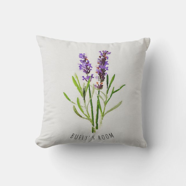 Jilly's Botanical Lavender Watercolor Kissen (Vorderseite)