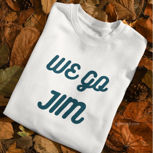 Jim, Gymnastik mit blauem Text Sweatshirt (Von Creator hochgeladen)