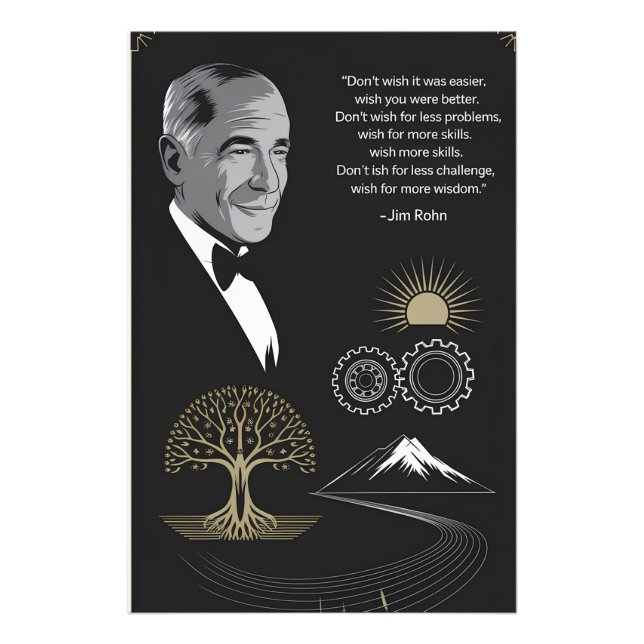 Jim Rohn Motivierend Quote Poster Black and Gold (Vorne)