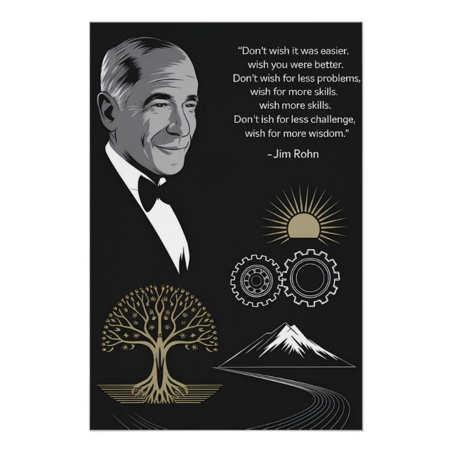 Jim Rohn Motivierend Quote Poster Black and Gold (Vorderseite)
