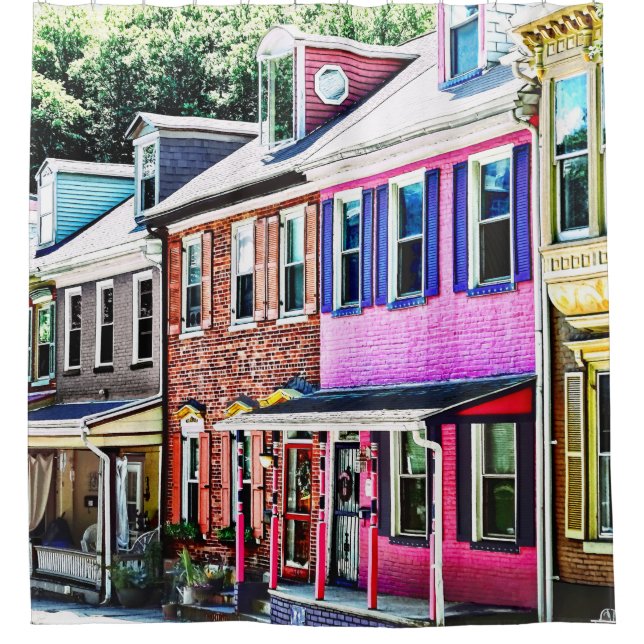 Jim Thorpe Pa - farbenfrohe Straße Duschvorhang (Vorderseite)