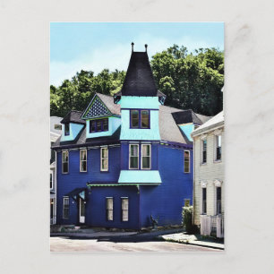 Jim Thorpe PA - Straße mit blauem Gebäude Postkarte
