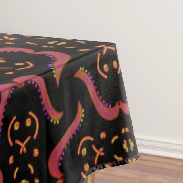 Jimette-Bahn Schwarzes Orange-Design Tischdecke (Beispiel)