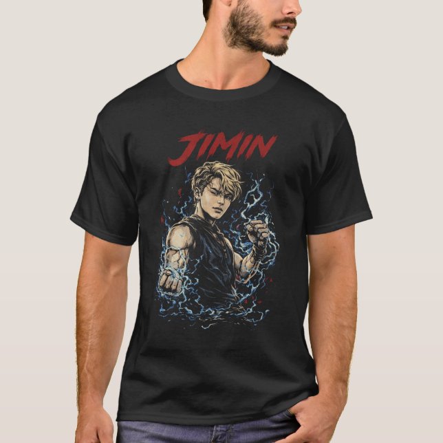 Jimin BTS Fatality Style Dark Comic Illustration T-Shirt (Vorderseite)