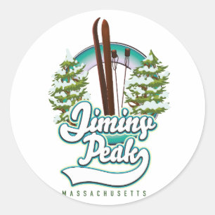 jiminy Peakmassachusetts Skigobild Runder Aufkleber