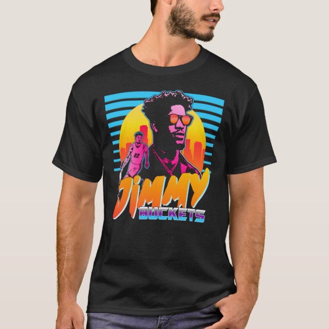 Jimmy Buckets Miami Outrun Style Grafik Essential T-Shirt (Vorderseite)