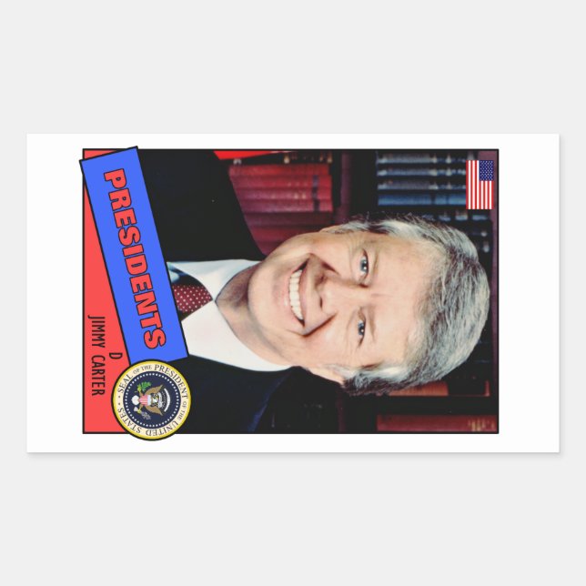 Jimmy Carter Baseball Card Rechteckiger Aufkleber (Vorderseite)