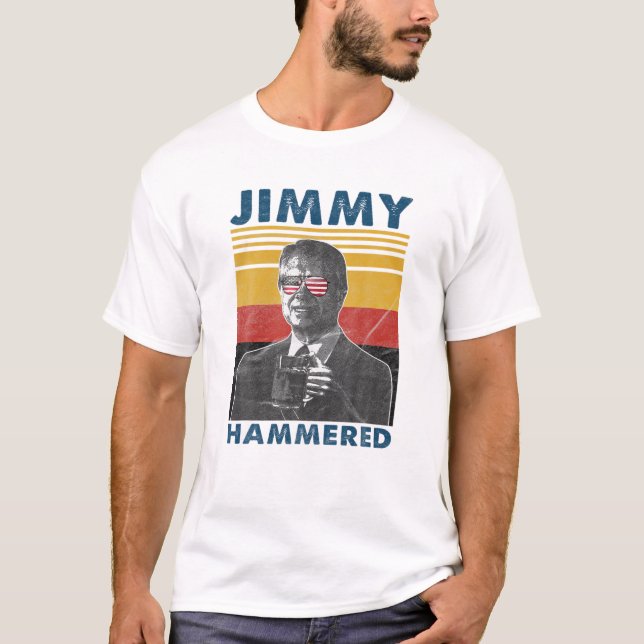 Jimmy Hammered 4. Juli Betrunkener Präsident Carte T-Shirt (Vorderseite)