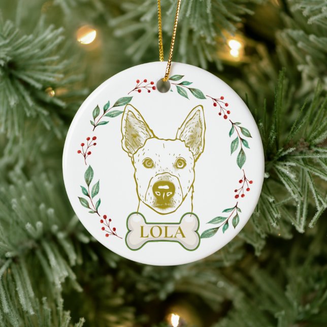 Jindo Dog Personalisiert Hand Zeichnend Keramik Ornament (Baum)