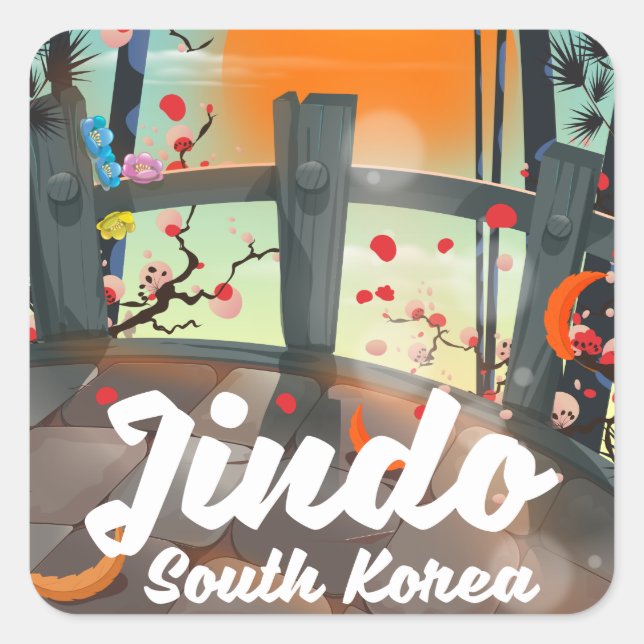 Jindo South korea Quadratischer Aufkleber (Vorderseite)