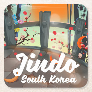 Jindo Südkorea Rechteckiger Pappuntersetzer
