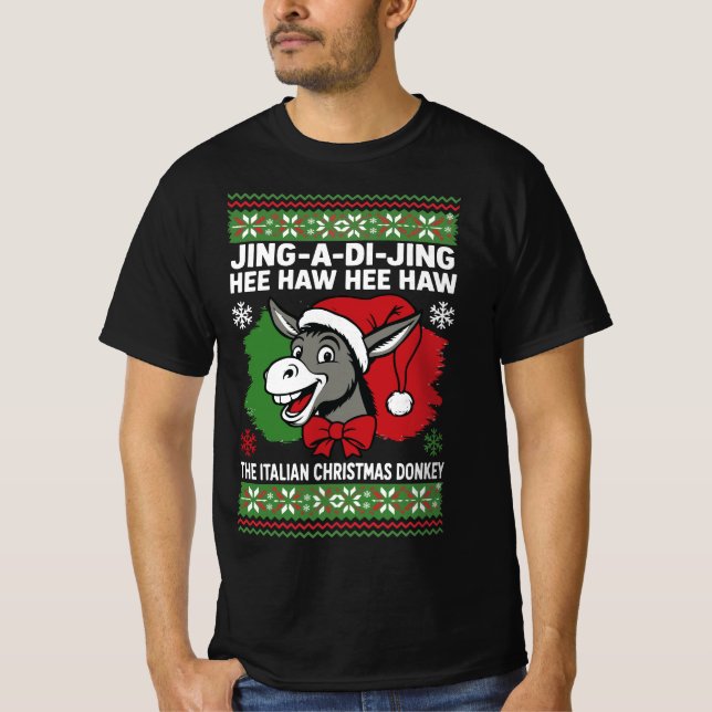 Jing a Di Jing Dominick Italian Christmas Donkey T-Shirt (Vorderseite)