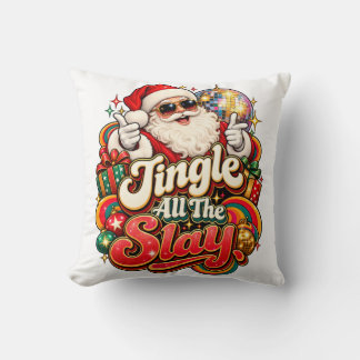 Jingle All the Slay Disco-Weihnachtsmann-Wurfkisse Kissen