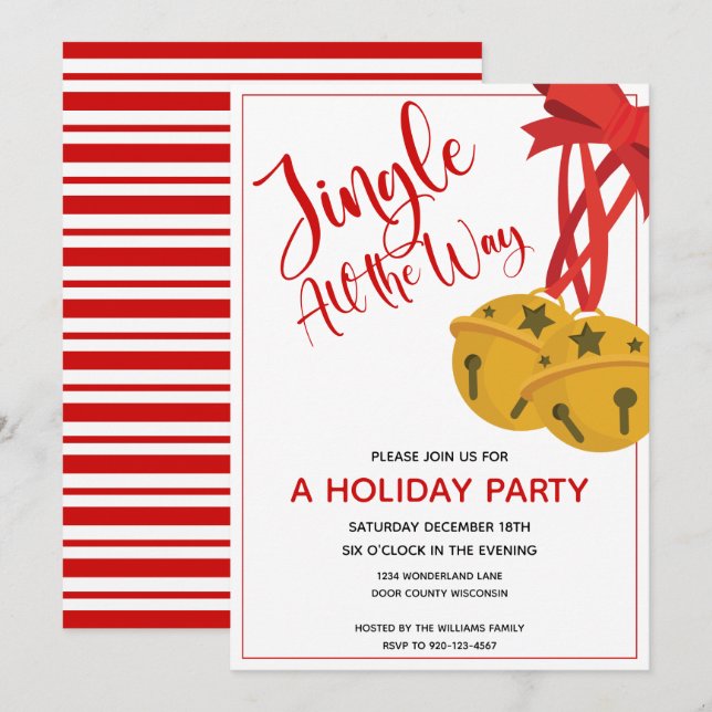 Jingle All The Way Bells Holiday Party Einladung (Vorne/Hinten)