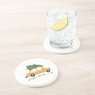 Jingle All The Way Car and Christmas Tree Holiday Getränkeuntersetzer