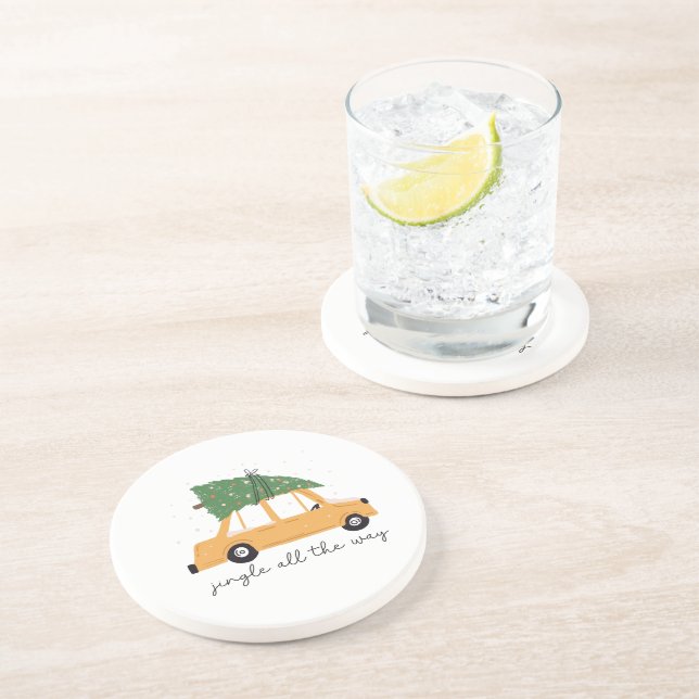 Jingle All The Way Car und Weihnachtsbaumurlaub Getränkeuntersetzer (Seite)