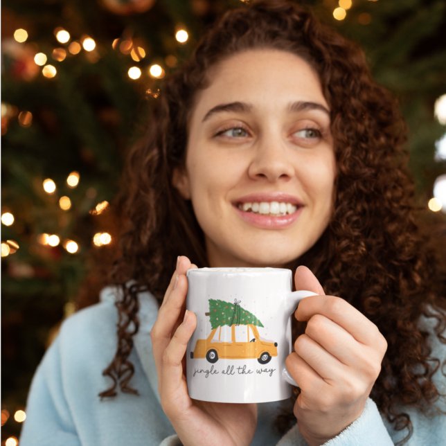 Jingle All The Way Car und Weihnachtsbaumurlaub Kaffeetasse (Von Creator hochgeladen)