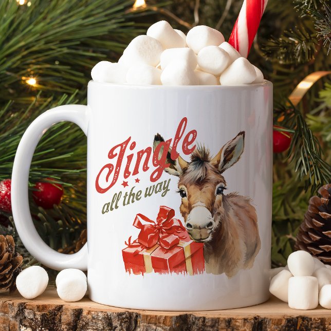 Jingle All the way Christmas Farm Donkey Kaffeetasse (Von Creator hochgeladen)