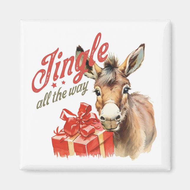 Jingle All the way Christmas Farm Donkey Magnet (Vorne)